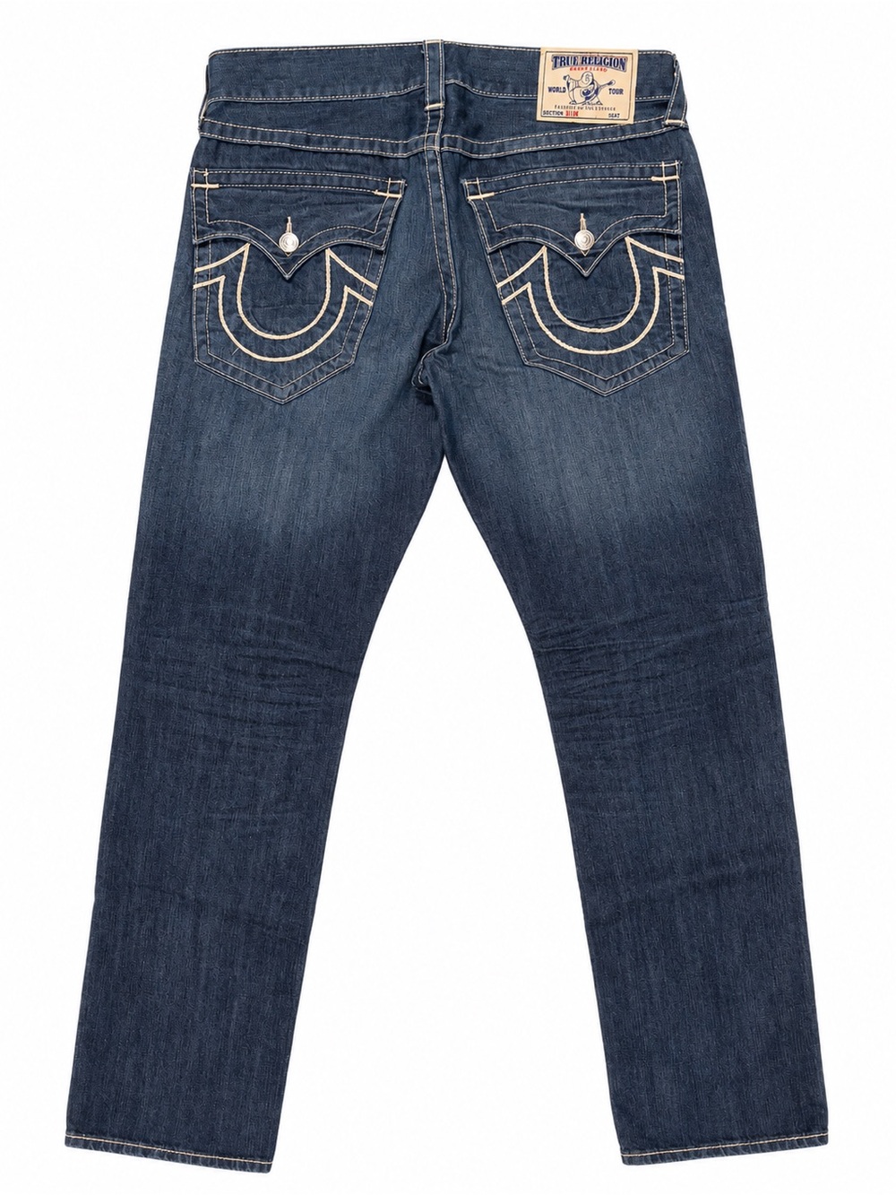 True Religion Men's Straight Jeans in Dark Blue Denim